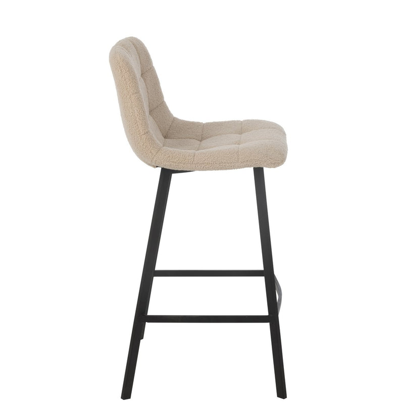 Barstoel Kent met metalen frame en polyester bekleding in beige 95 cm