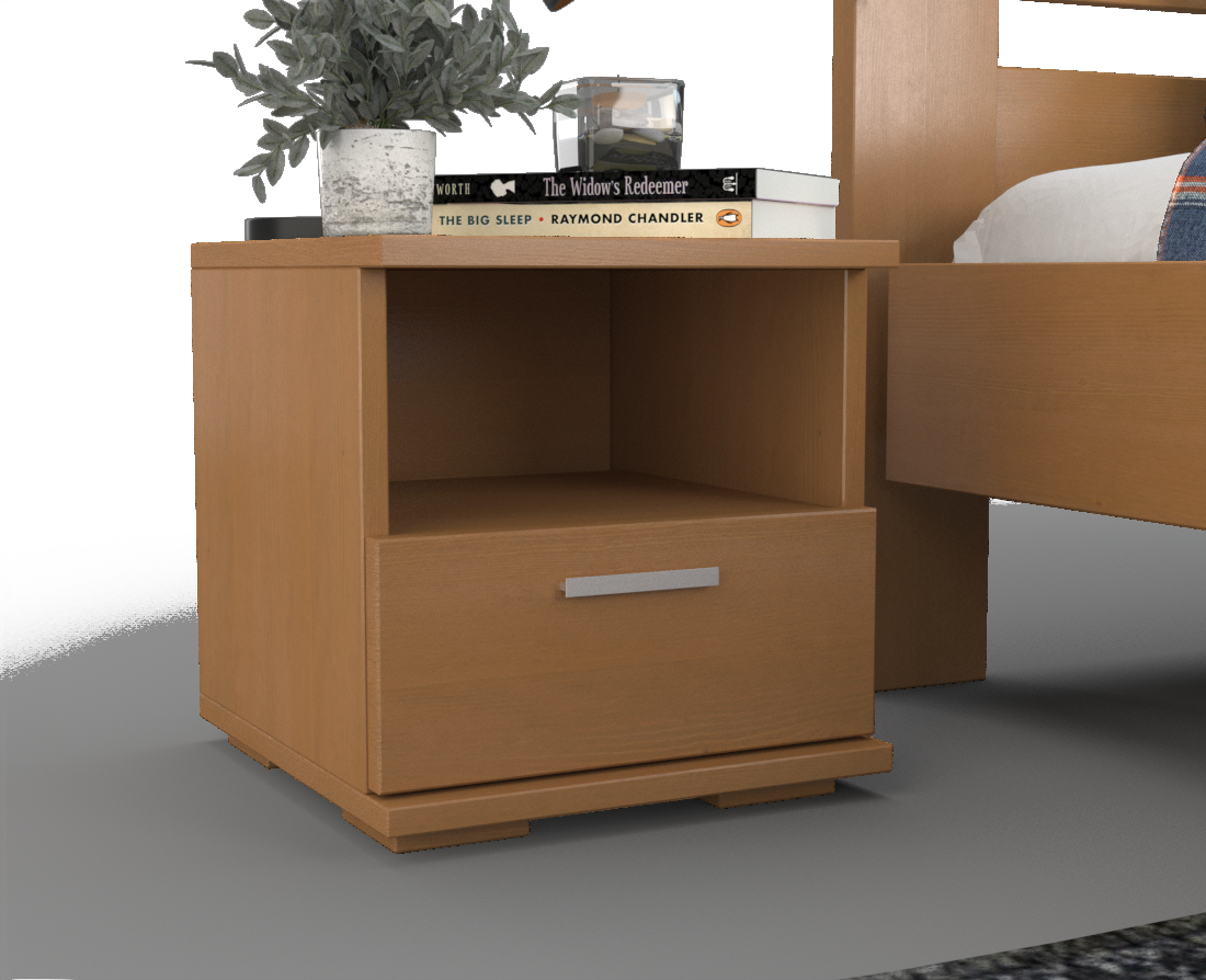 Nobis Kiefer Massivholz Nachttisch Nachtschrank | 1-Schublade und 1 Regal | 100% Bio Kiefer