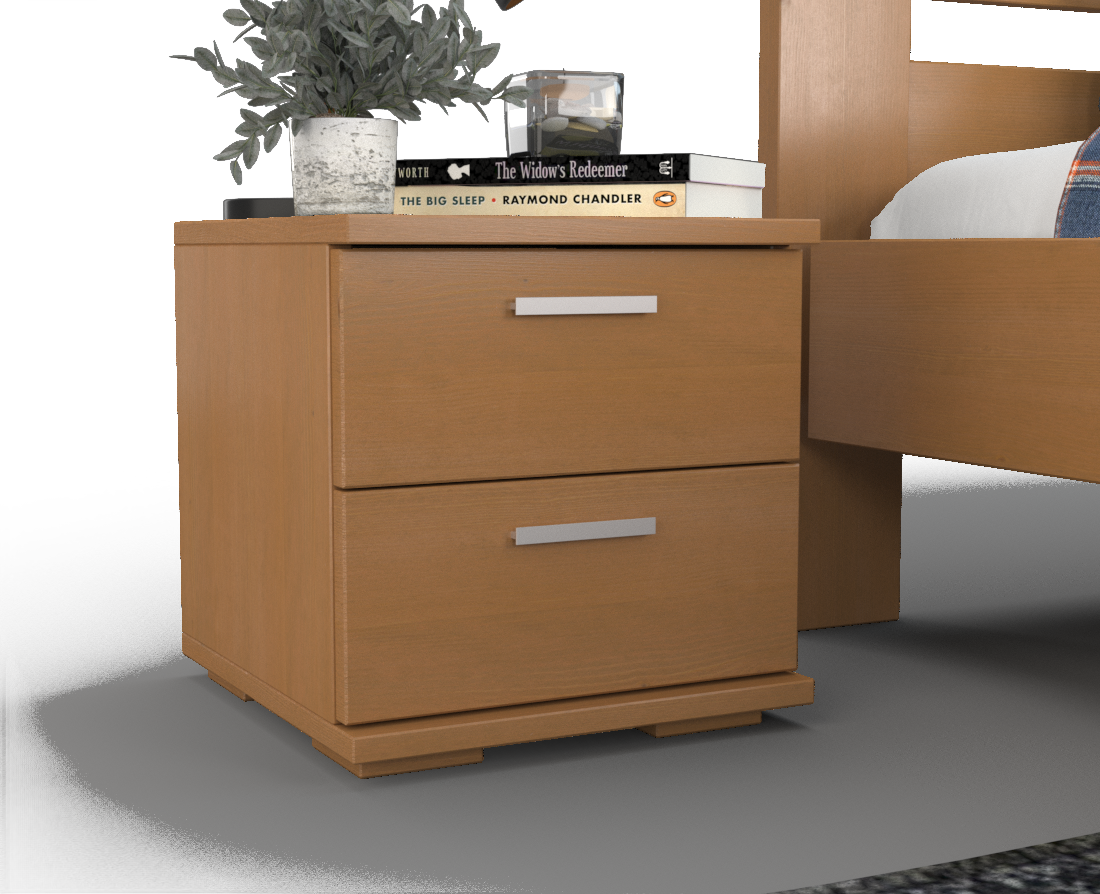 Nobis Kiefer Massivholz Nachttisch Nachtschrank | 2-Schubladen | 100% Bio Kiefer