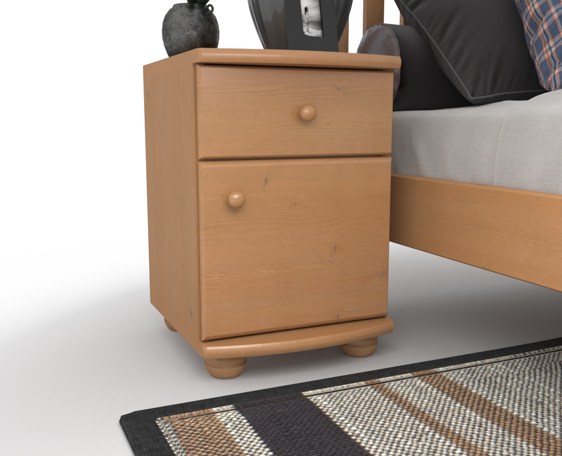 Claudia Kiefer Massivholz Nachttisch Nachtschrank | 1-Schublade 1-Türig | 100% Bio Kiefer