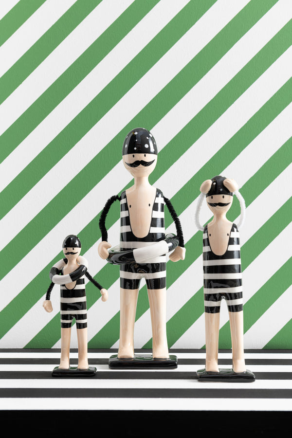 Exclusive designer swim buoy figures in black/white - must-have decorative porcelain