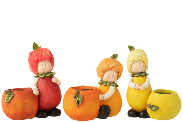 Set van 3 kinderplantenbakken met citroen-, sinaasappel- en appelmotieven 30cm