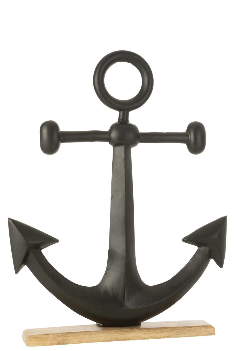 Set of 2 anchors on a base made of aluminum in black - maritime elegance for your home