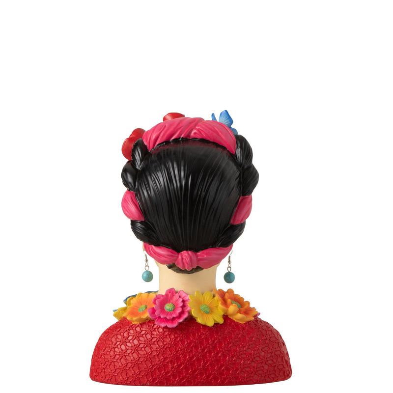Büste von Frida Kahlo mit Rosenkranz, Bunt – Künstlerische und Inspirierende Dekoration