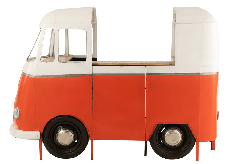 VW bus counter bar made of metal in orange - stylish retro bar for the home