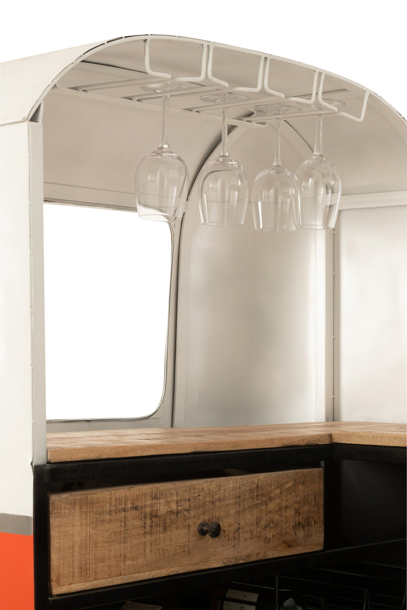VW bus counter bar made of metal in orange - stylish retro bar for the home