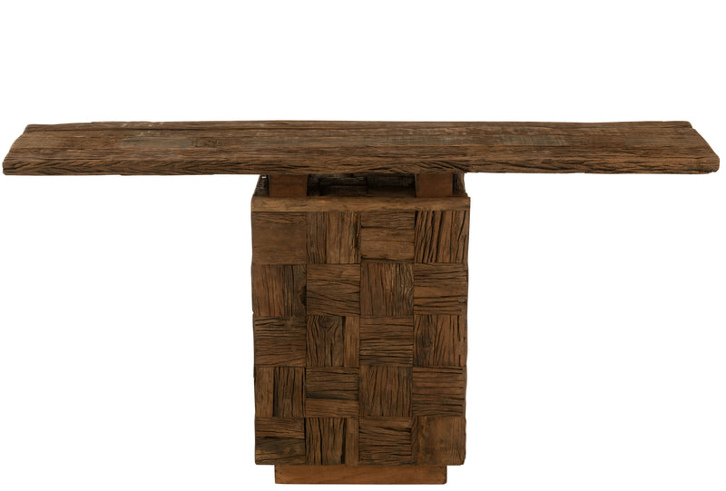 Handcrafted wooden console 'Woody Wood' Natural - Natural elegance meets functionality