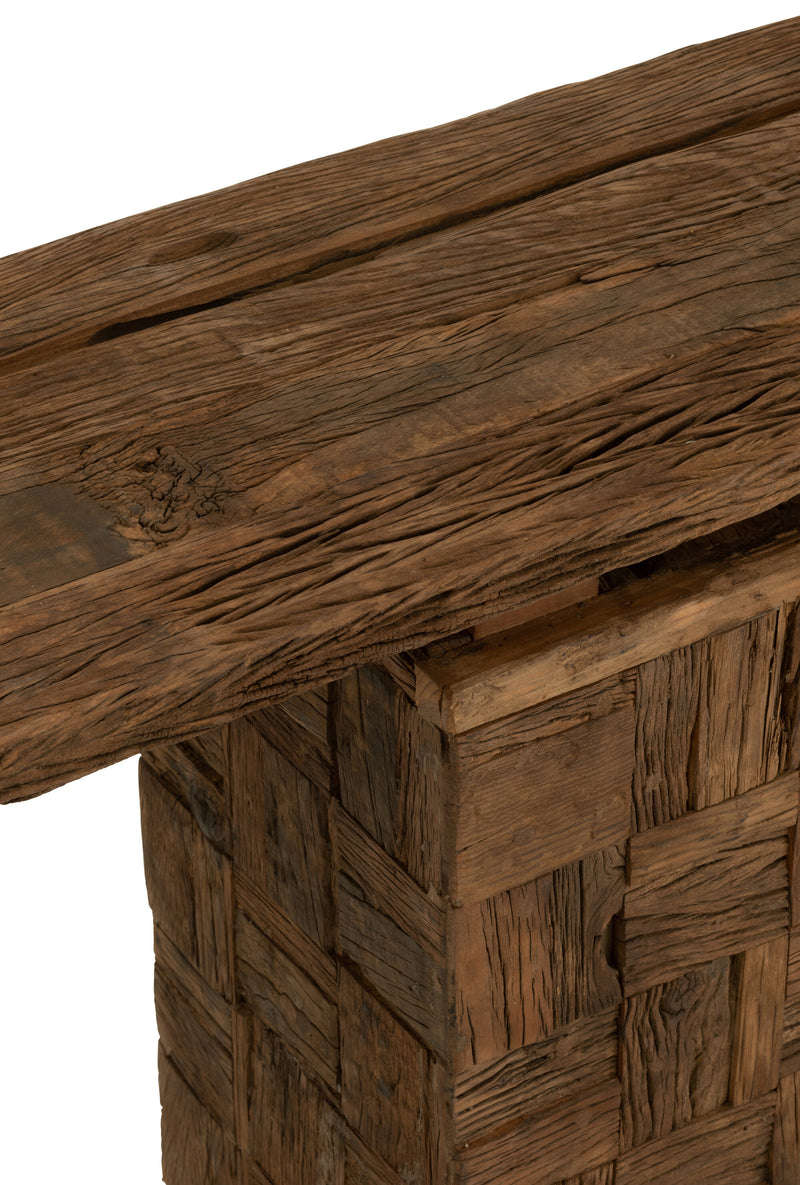 Handcrafted wooden console 'Woody Wood' Natural - Natural elegance meets functionality