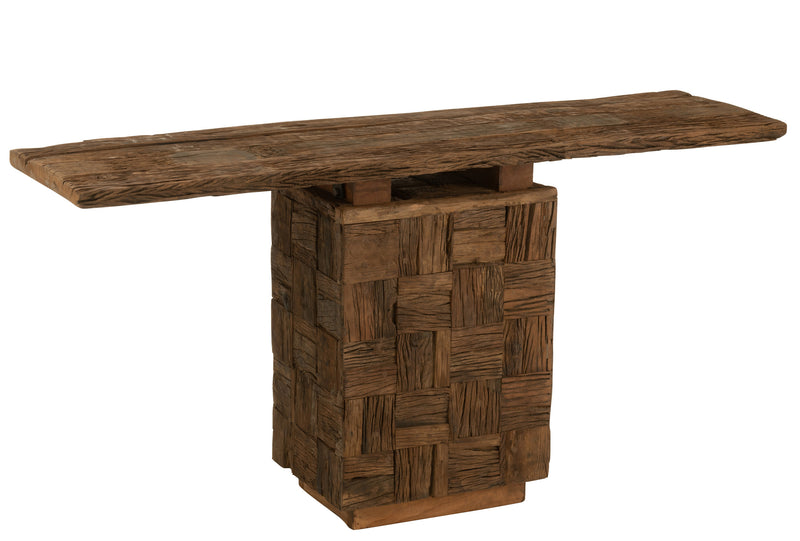 Handcrafted wooden console 'Woody Wood' Natural - Natural elegance meets functionality