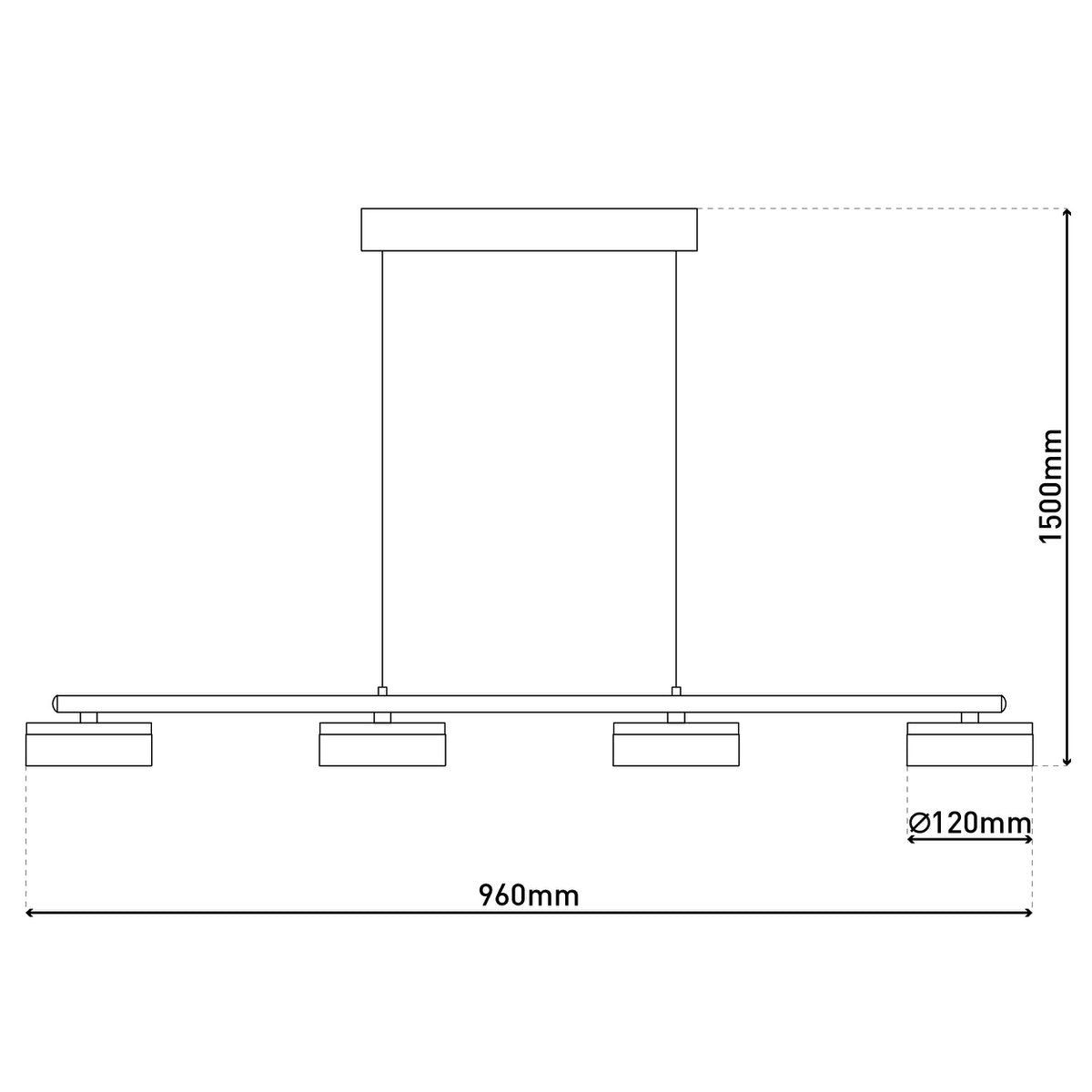 LED Pendelleuchte "CIMO" aus Metall und Kunststoff in Schwarz, mit integrierter LED, Länge 96 cm