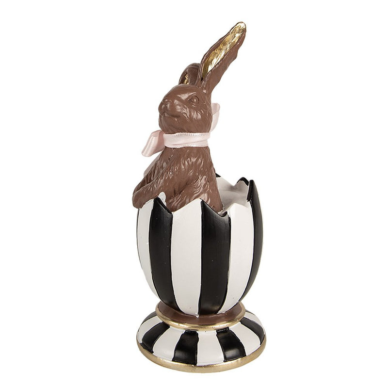 Decorative Rabbit in Egg Brown White 8x19 cm