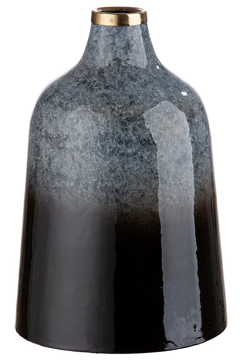 Versatile Metal Vase 'Laver' - Conical, Enamelled, Available in Three Sizes, with Gold Ring for Elegance and Style"