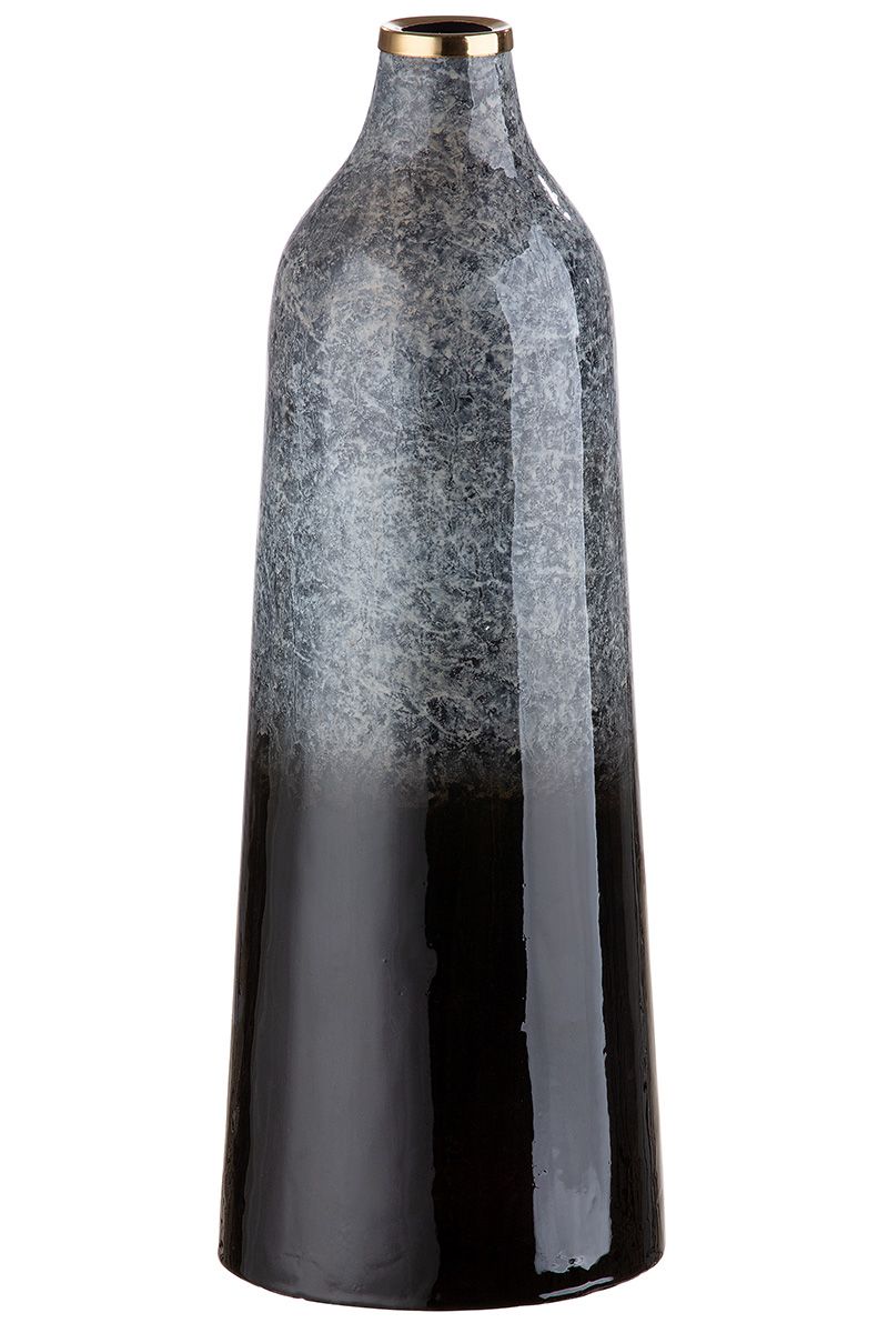 Versatile Metal Vase 'Laver' - Conical, Enamelled, Available in Three Sizes, with Gold Ring for Elegance and Style"