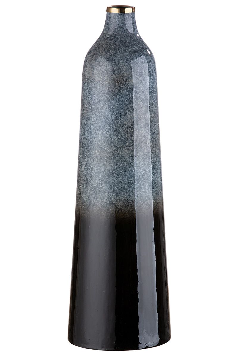 Versatile Metal Vase 'Laver' - Conical, Enamelled, Available in Three Sizes, with Gold Ring for Elegance and Style"