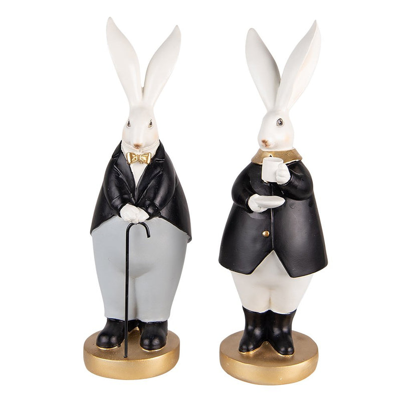 Sculptuur Zwart-Grijs, Polyresin (2) 13x11x34 / 13x11x34 cm