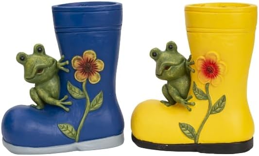 Pflanztopf Gummistiefel mit Frosch 2er Set Magnesia 30 cm