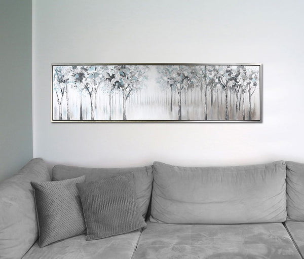Exquisites Wandbild 'Allee' von Gilde Handwerk - Handbemalte Leinwand auf Kunststoffrahmen in Antiksilber