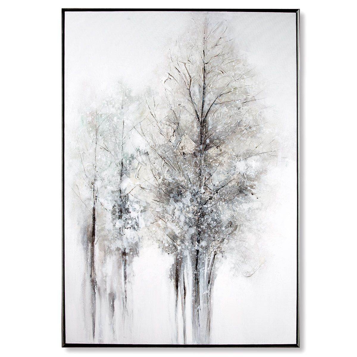 Elegant wall object by Gilde Handwerk - hand-painted image in gray and white on plastic and canvas