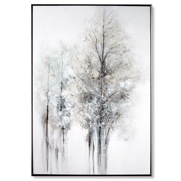 Elegant wall object by Gilde Handwerk - hand-painted image in gray and white on plastic and canvas