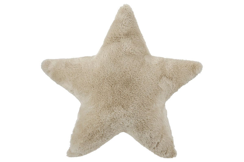 Pluche sterrenkussenset van 4, beige en donkergroen, 45x43 cm