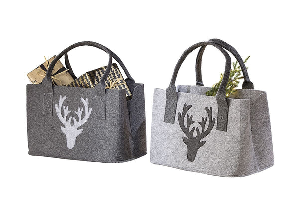 Elegante Filz Shopper Tasche mit Hirsch Design | Handgefertigt, Robust - Ideal für den stilvollen Einkauf