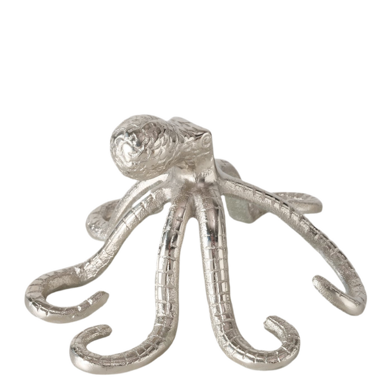 Decoratief figuur Octopus Zilver Glanzend gemaakt van aluminium