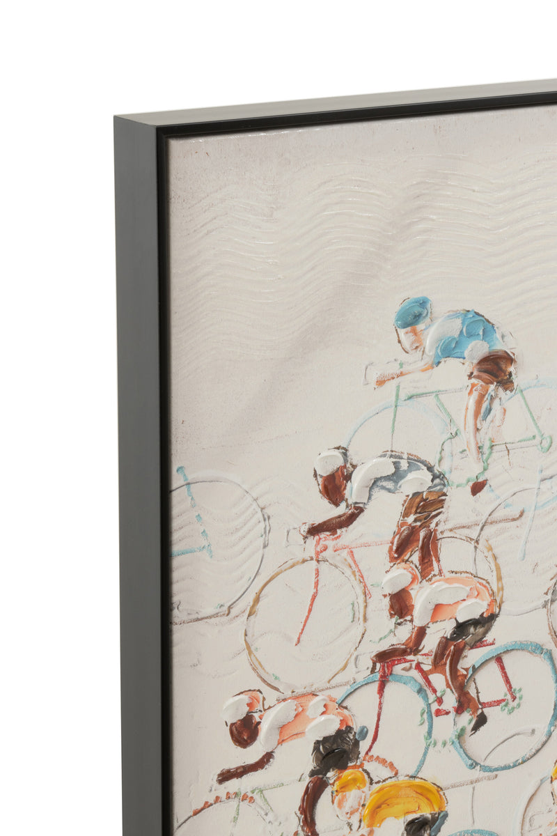 Eindrucksvolles XXL Leinwand Bild - Fahrradfahrer in Acrylfarben handbemalt 180x100cm