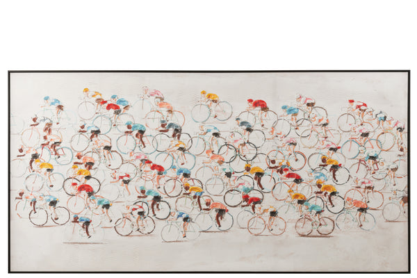 Indrukwekkende XXL canvas foto - fietser handgeschilderd in acrylkleuren 180x100cm