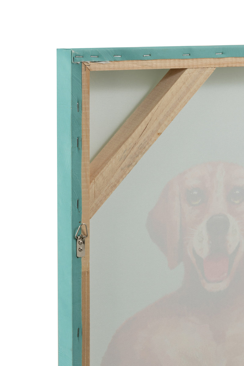 Einzigartige Wanddekoration: Handbemalte Leinwand 'Hunde in Badehose' mit Menschenkörper und Hundeköpfen