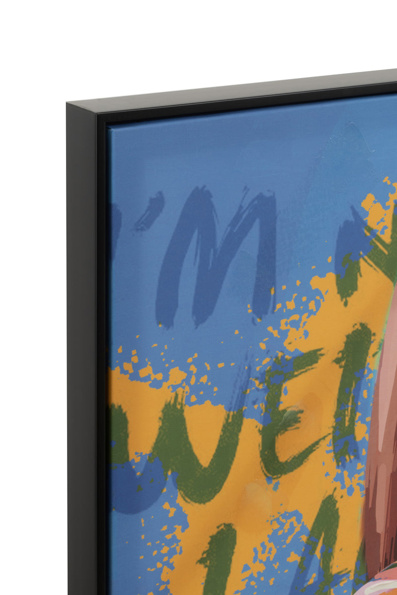 Vibrant graffiti woman with lollipop - hand-painted canvas wall decoration in a variety of colors 100x100cm 