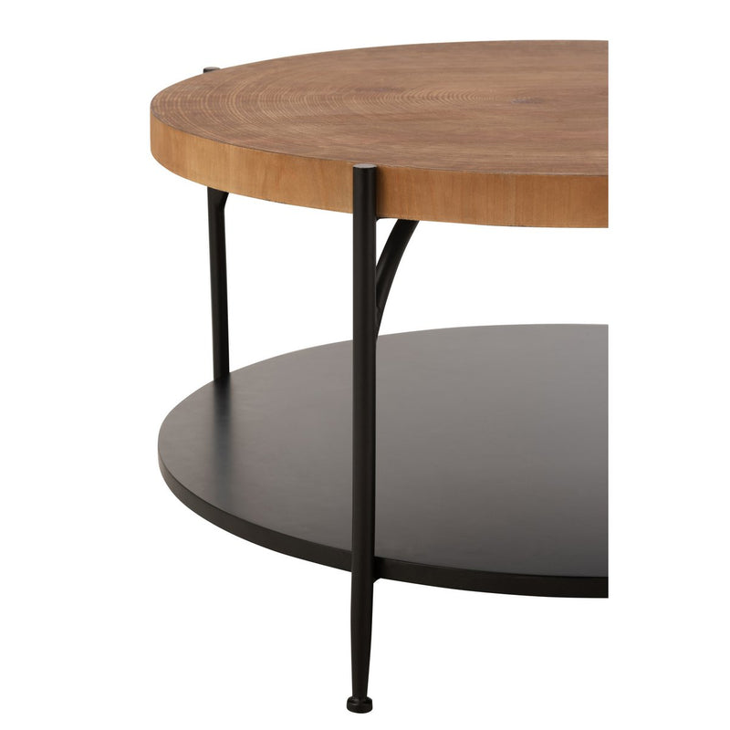 Metal wood coffee table Voni 80 cm, black/natural