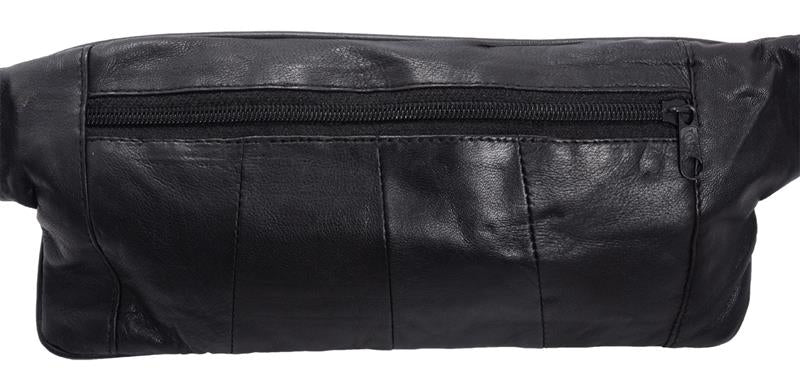 Slim bum bag black nappa leather with zipper compartments