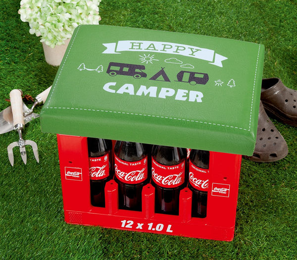 6er Set Sitzpolster Happy Camper - Vielseitige Sitzkissen mit Getränkekisten-Aufsatz | Belastbar bis 100 kg