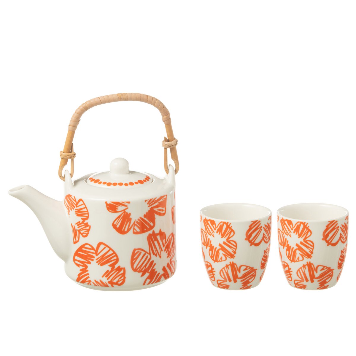 Teekannen Set Blumen Box Keramik Orange