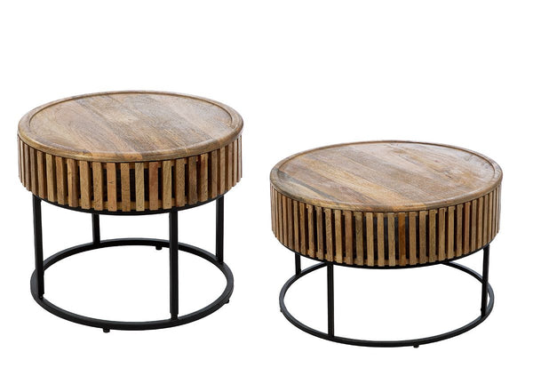 Set of 2 round tables Roseau Modern table frames, removable table top