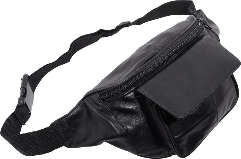 Next Generation Nappa Leather Bum Bag – Black with Front Pocket