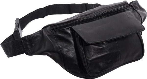Next Generation Nappa Leather Bum Bag – Black with Front Pocket