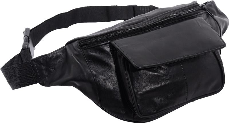 Next Generation Nappa Leather Bum Bag – Black with Front Pocket