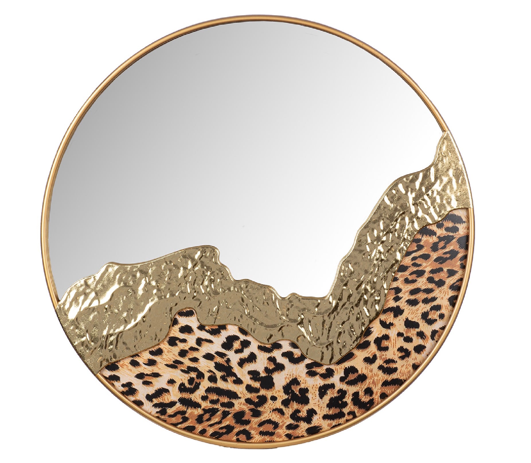 Spiegel Leopard Rund Metall Gold
