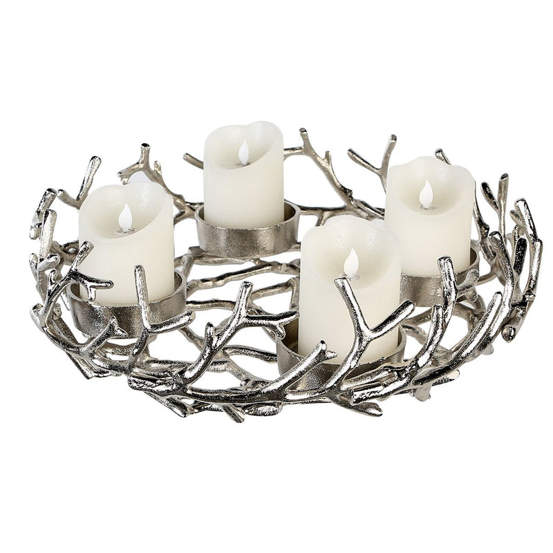 Adventsleuchter Twing Aluminium rund silberfarben