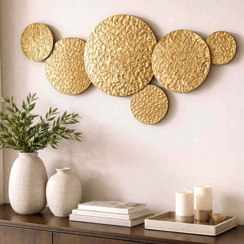 Metall Wandobjekt Citala in Antikgold – Abstrakte Eleganz 118cm