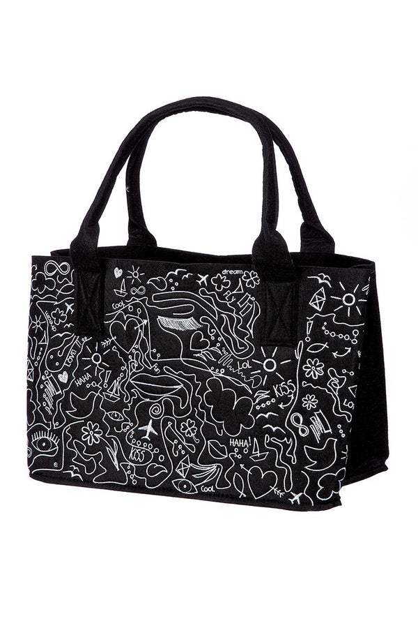 Moderne kunst vilten tas - stijlvolle en artistieke shopper