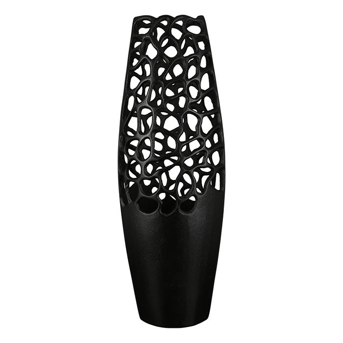 Stilvolle Aluminium Vase "Osaka" in Schwarz mit Antikfinish
