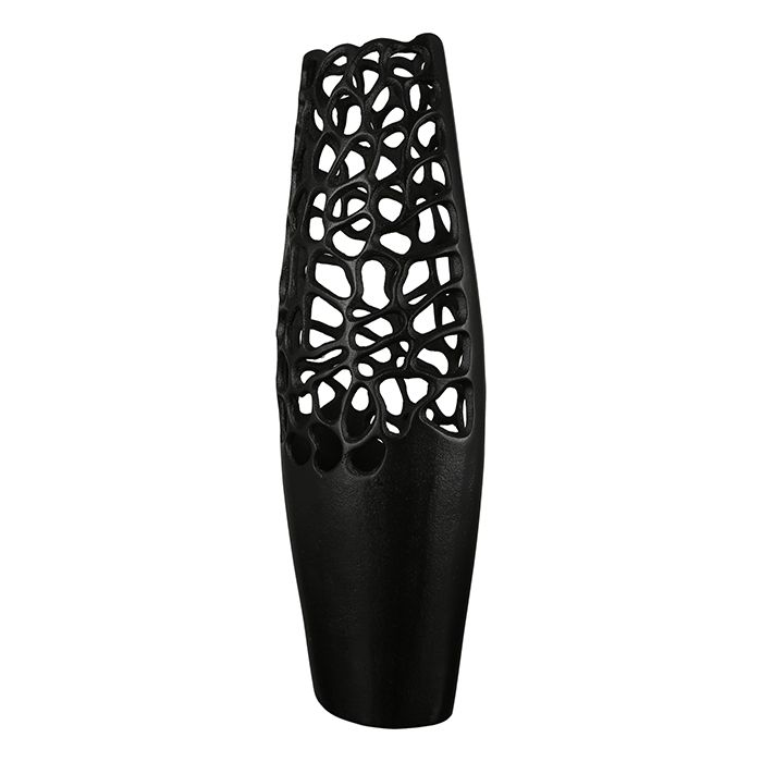 Stilvolle Aluminium Vase "Osaka" in Schwarz mit Antikfinish