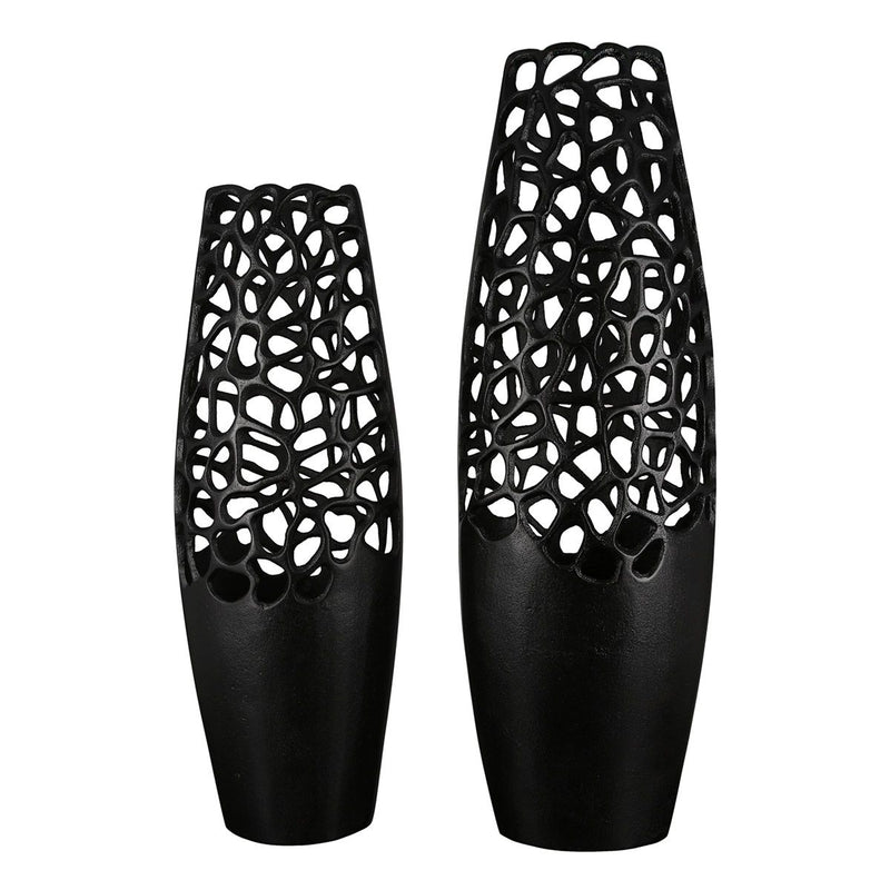 Stilvolle Aluminium Vase "Osaka" in Schwarz mit Antikfinish