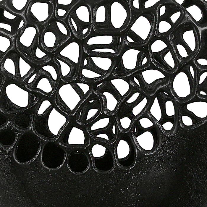 Modern aluminum vase "Osaka" in black with an antique oval finish