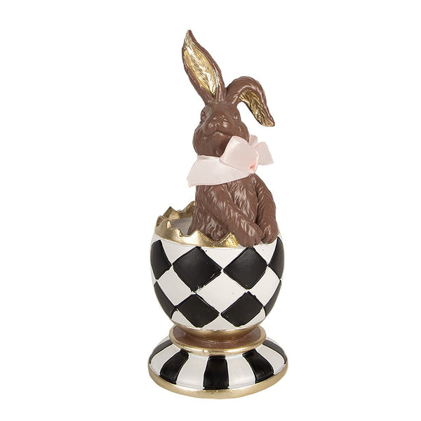 Decoration rabbit in egg brown white 8x7x19 cm