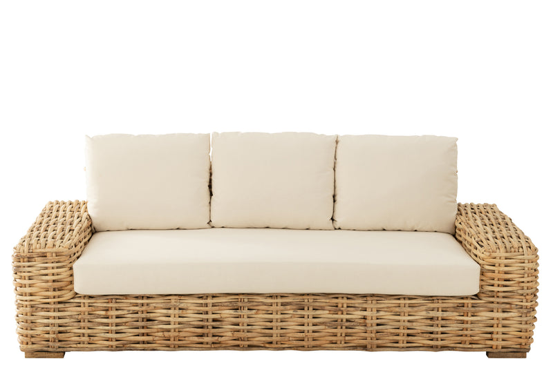 Rattan 3-Sitzer Sessel  Luxuriöser Komfort in Naturell und Weiß