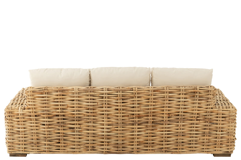 Rattan 3-Sitzer Sessel  Luxuriöser Komfort in Naturell und Weiß