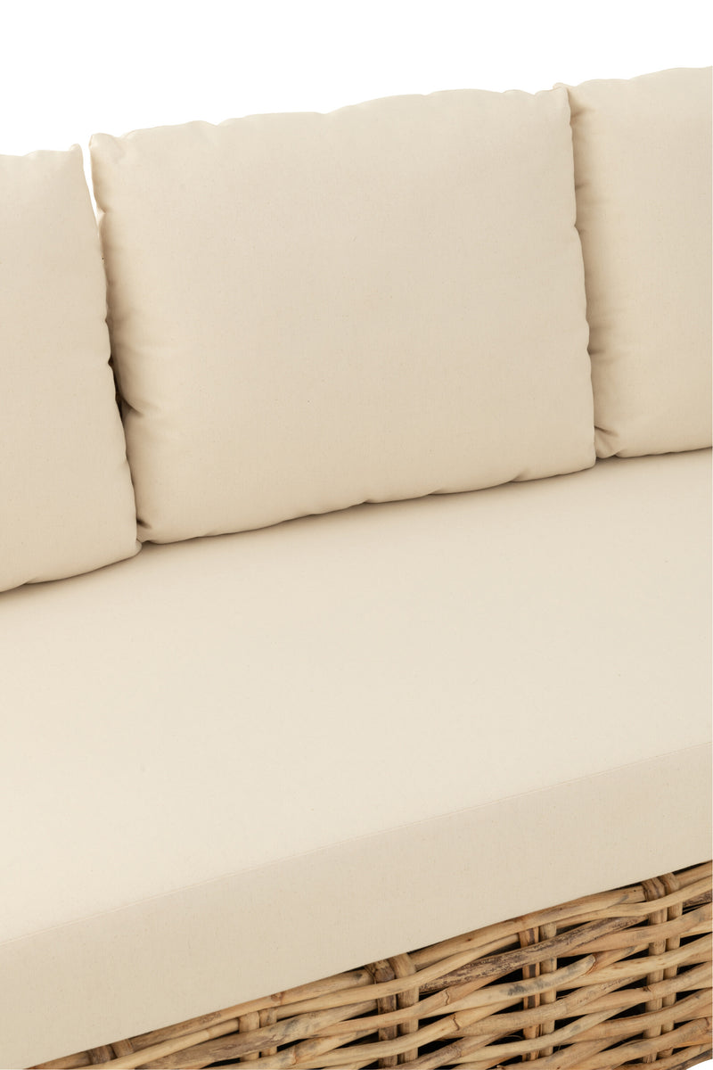 Rattan 3-Sitzer Sessel  Luxuriöser Komfort in Naturell und Weiß